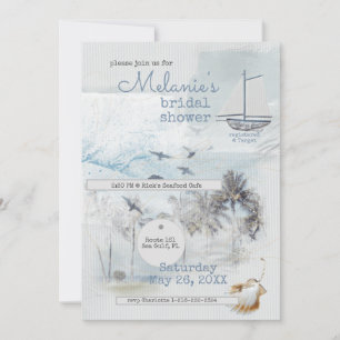 Art Journal Coastal Collage Bridal Shower Invitation
