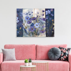 Art Journal Pages: Faded Blues Canvas Print