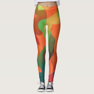 Art Leggings Cozy Leggings Orange and Green