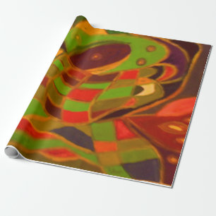 Art lover earth colours reds browns burnt orange wrapping paper