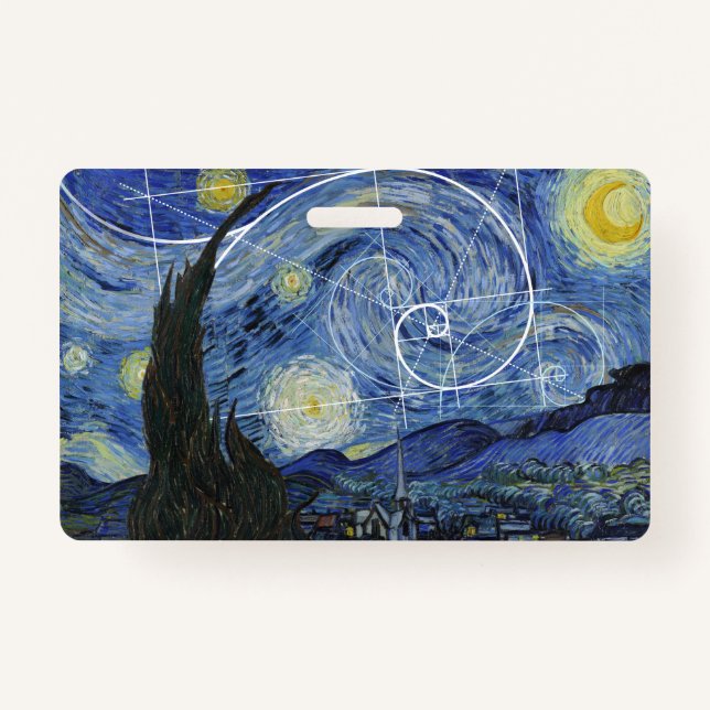  Art Meets Math, Van Gogh Meets Fibonacci Card ID Badge (Front)