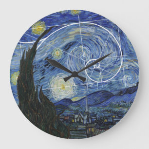  Art Meets Math, Van Gogh Meets Fibonacci Card Large Clock