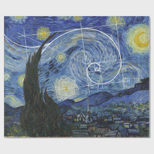  Art Meets Math, Van Gogh Meets Fibonacci Card Wrapping Paper
