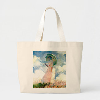 Art Monet "Woman with Pink Parosel" Large Tote Bag