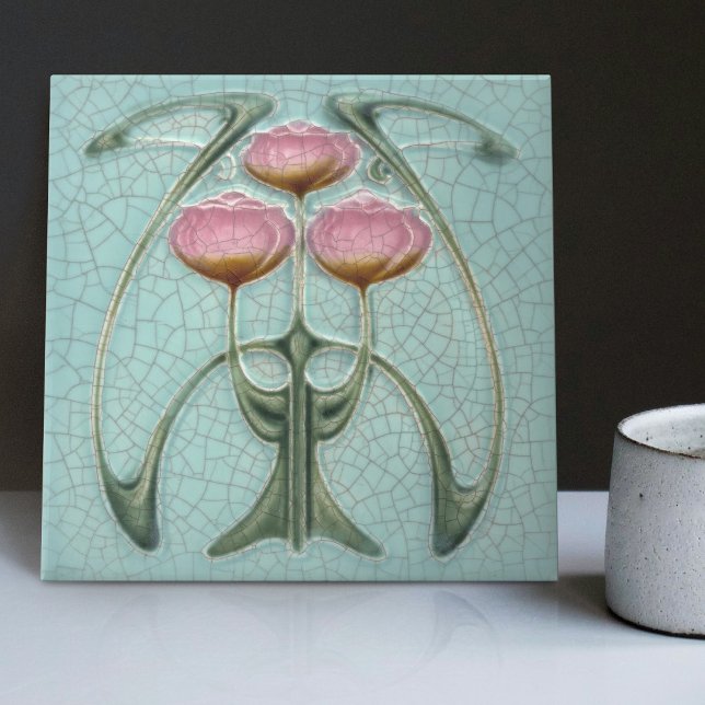 Art Nouveau 1890s Trio of Peonies Gibbons Tile (Creator Uploaded)