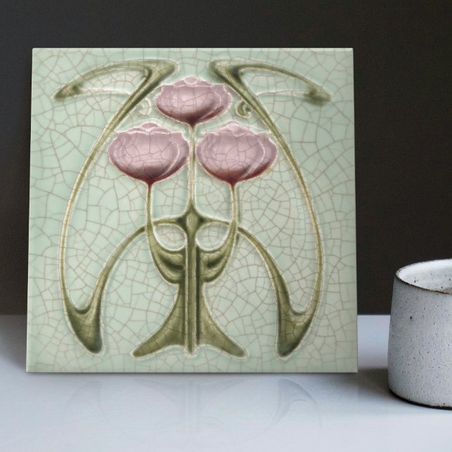 Art Nouveau 1890s Trio of Peonies Gibbons Tile (Creator Uploaded)
