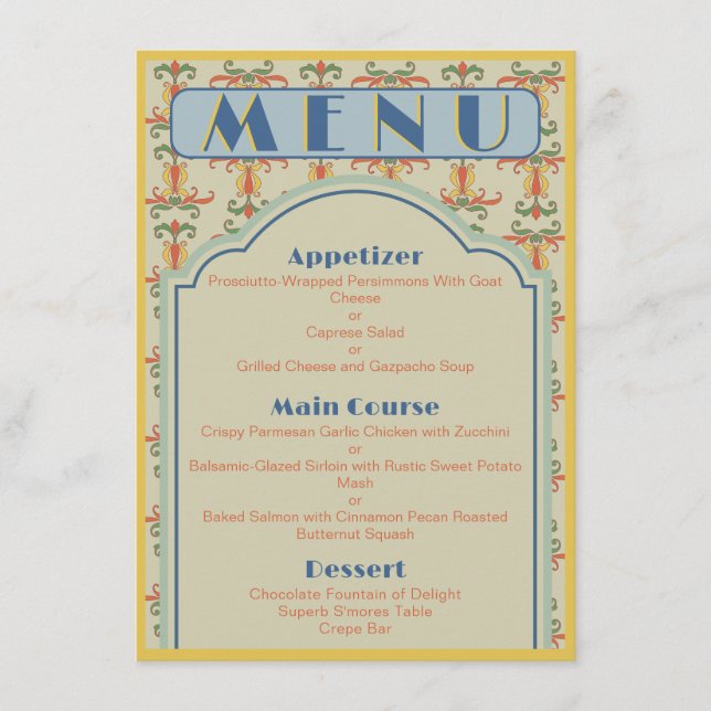Art Nouveau 4.5" x 6.25" Wedding Menu (Front)