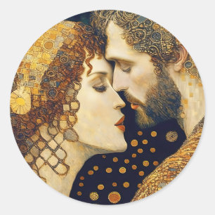 Art Nouveau A Couple In Love  Classic Round Sticker