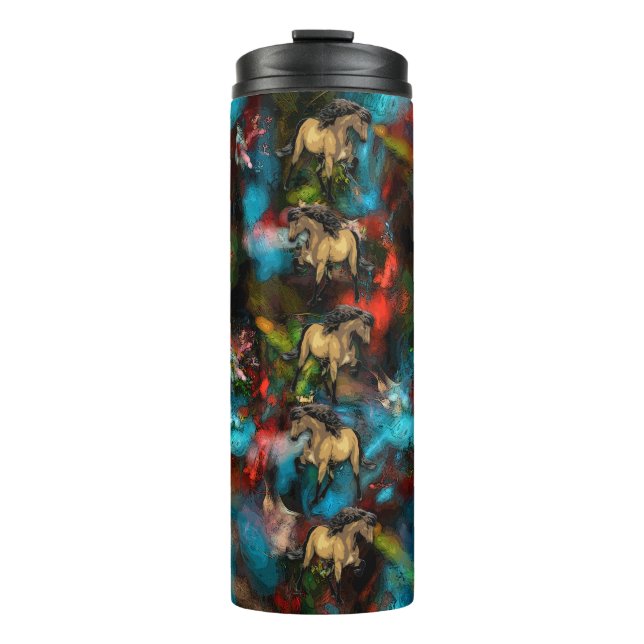 Art Nouveau Abstract Icelandic pony Thermal Tumbler (Front)