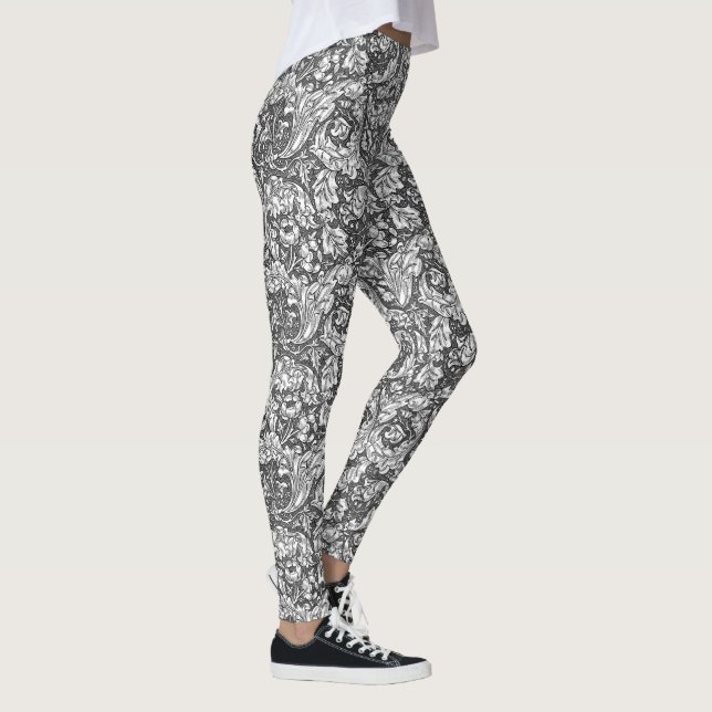 Art Nouveau Acanthus Leaves and Flowers, Grey Leggings (Right)