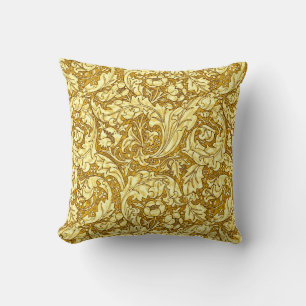 Art Nouveau Acanthus Leaves & Flowers, Mustard Gol Cushion