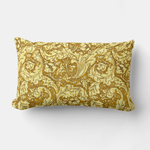 Art Nouveau Acanthus Leaves & Flowers, Mustard Gol Lumbar Cushion