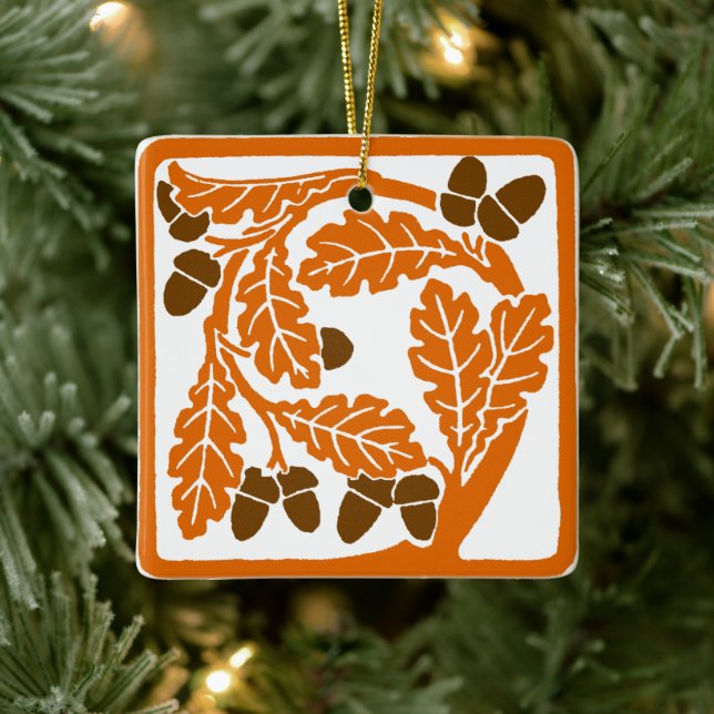 Art Nouveau Acorns and Oak Leaves Ceramic Ornament (Tree)