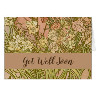 Art Nouveau Alfonse Mucha Floral carnation flowers