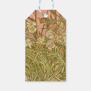 Art Nouveau Alfonse Mucha Floral carnation flowers Gift Tags