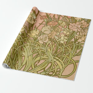 Art Nouveau Alfonse Mucha Floral carnation flowers Wrapping Paper