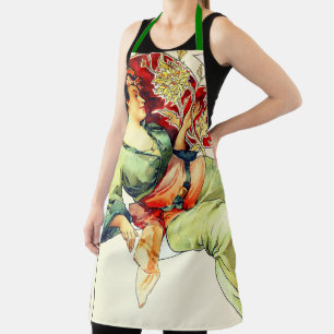 Art nouveau Alphonse Mucha Chrysantheme autumn  Apron