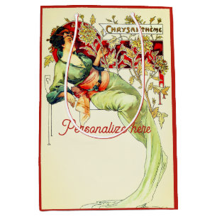 Art nouveau Alphonse Mucha Chrysantheme autumn Medium Gift Bag