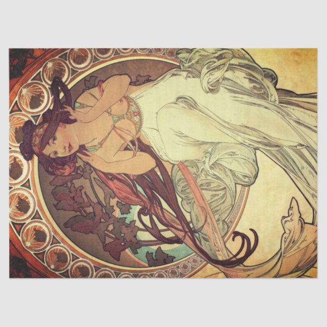 Art nouveau Alphonse Mucha elegant music muse Tissue Paper (Front)