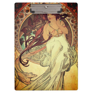 Art nouveau Alphonse Mucha elegant vintage woman Clipboard