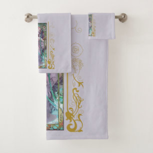 Art Nouveau Alphonse Mucha Evening Contemplation Bath Towel Set