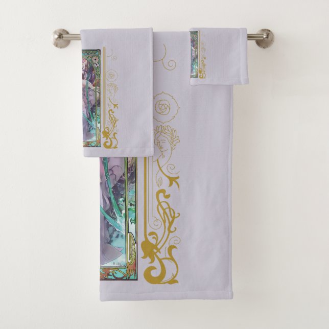 Art Nouveau Alphonse Mucha Evening Contemplation  Bath Towel Set (Insitu)