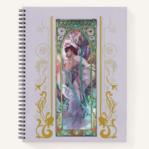 Art Nouveau Alphonse Mucha Evening Contemplation Notebook