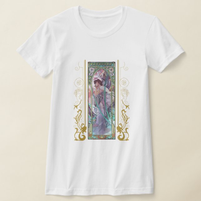 Art Nouveau Alphonse Mucha Evening Contemplation T-Shirt (Laydown)