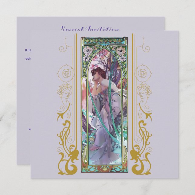 Art Nouveau Alphonse Mucha for any occasion Invitation (Front/Back)