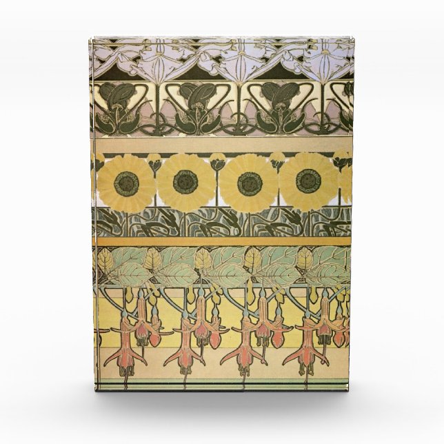 Art nouveau alphonse mucha fuschia sunflower flora photo block (Front)