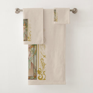 Art Nouveau Alphonse Mucha - Morning Awakening Bath Towel Set