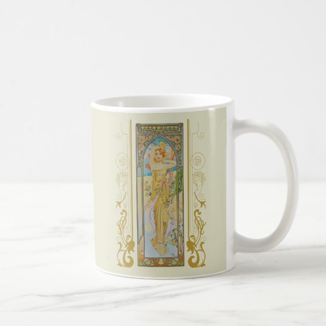 Art Nouveau Alphonse Mucha -The Brightness of Day  Coffee Mug (Right)