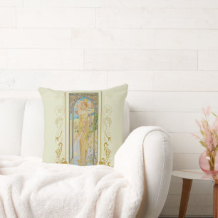 Art Nouveau Alphonse Mucha -The Brightness of Day Cushion