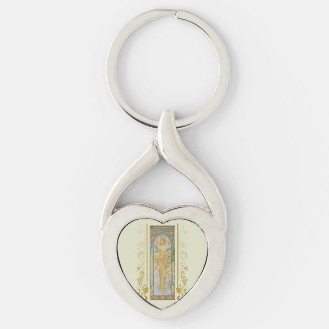 Art Nouveau Alphonse Mucha -The Brightness of Day  Key Ring (Front)