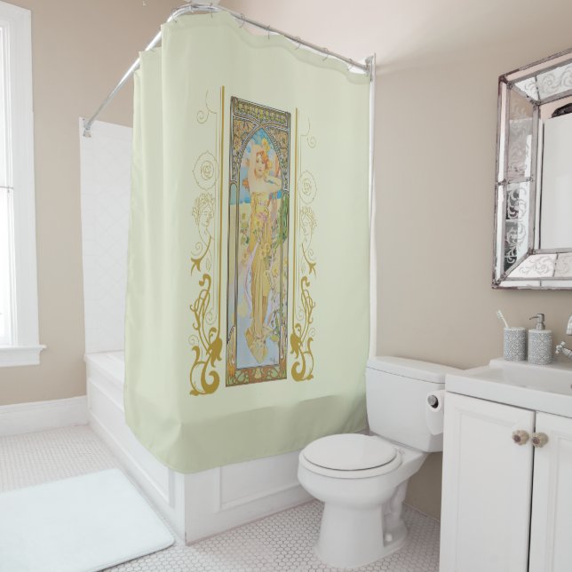 Art Nouveau Alphonse Mucha -The Brightness of Day  Shower Curtain (In Situ)