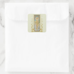 Art Nouveau Alphonse Mucha -The Brightness of Day Square Sticker