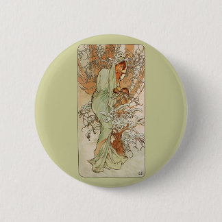 Art Nouveau - Alphonse Mucha - Winter 6 Cm Round Badge