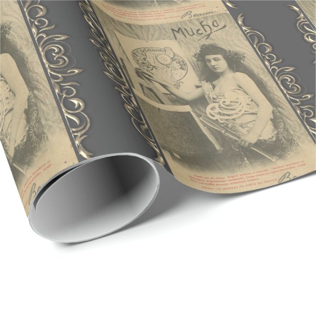Art nouveau Alphonse mucha woman art photograph Wrapping Paper (Roll Corner)