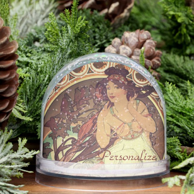 Art nouveau Alphonse Mucha woman music muse Snowglobe (Creator Uploaded)
