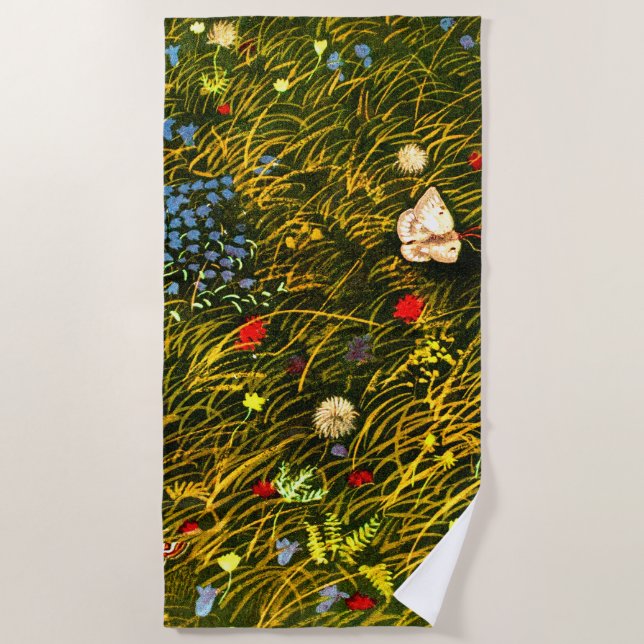 Art Nouveau Alpine Meadow  Beach Towel (Front)