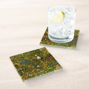 Art Nouveau Alpine Meadow Glass Coaster