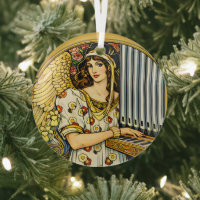 Art Nouveau Angel Organ Player Vintage Music