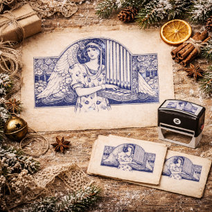 Art Nouveau Angel Organ Player Vintage Music  Self-inking Stamp