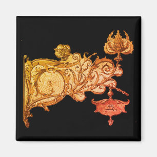 Art nouveau Anton Seder fall iron work magnet