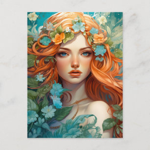 Art Nouveau Aos sí Fairy Holiday Postcard