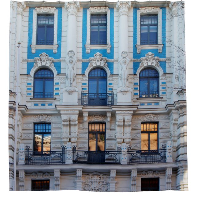 Art Nouveau architecture in Riga, Latvia Shower Curtain (Front)
