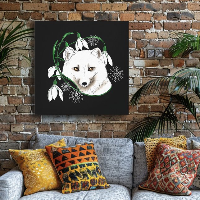 Art Nouveau Arctic White Fox Canvas Print (Creator Uploaded)