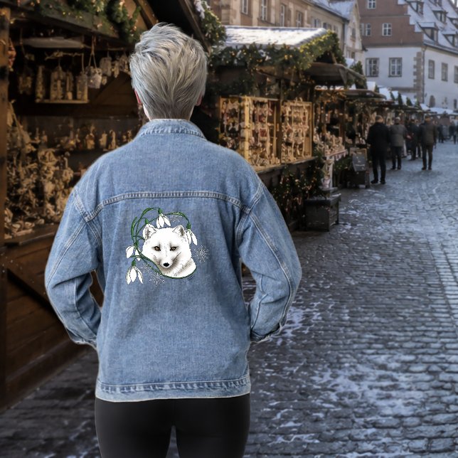 Art Nouveau Arctic White Fox Denim Jacket (Creator Uploaded)