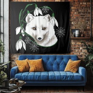 Art Nouveau Arctic White Fox Tapestry