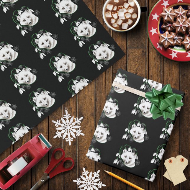 Art Nouveau Arctic White Fox Wrapping Paper (Creator Uploaded)